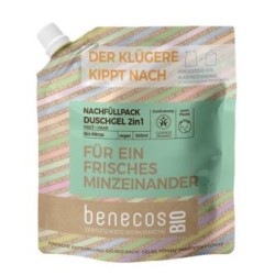 BENECOS GEL DE BAÑO 2en 1 menta recarga 500ml. BIO VEGANO