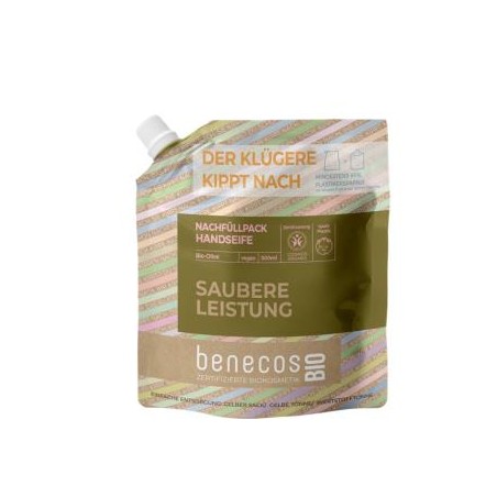 BENECOS JABON DE MANOS oliva recarga 500ml. BIO VEGANO