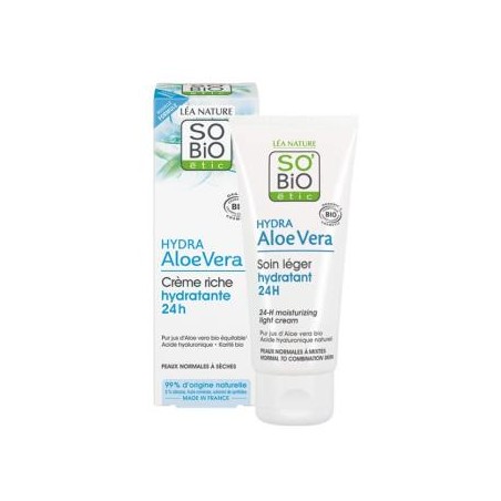 SO´BIO ETIC CREMA LIGERA 24H acido hialuronico-aloe 50ml. BIO