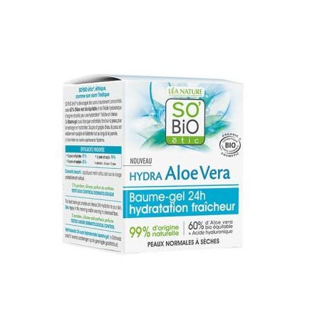 SO´BIO ETIC BALSAMO GEL RESFRESCANTE facial aloe 24h 50ml. BIO