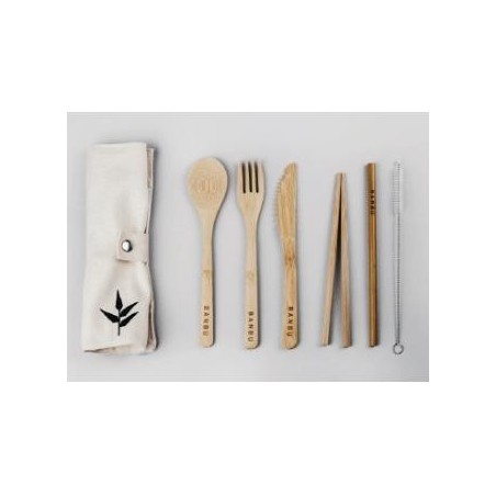 BANBU set de cubiertos de bambu+funda de tela.