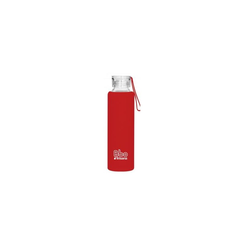 IRISANA BOTELLA VIDRIO BBO ROJA con silicona 550ml.