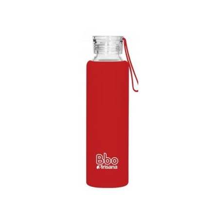 IRISANA BOTELLA VIDRIO BBO ROJA con silicona 550ml.