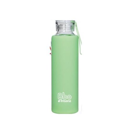 IRISANA BOTELLA VIDRIO BBO VERDE con silicona 550ml.