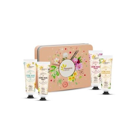 FLEURANCE NATURE COFRE MELOCOTON cuarteto de crema de manos 4uds.