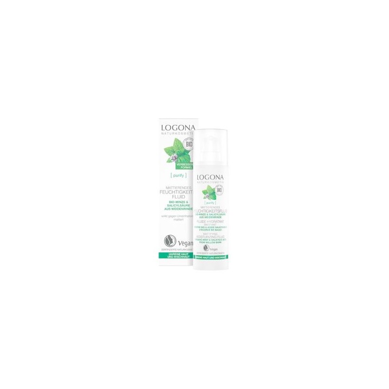 LOGONA FLUIDO HIDRATANTE MATIFICANTE menta 30ml. LOGONA FLUIDO HIDRATANTE MATIFICANTE menta 30ml.