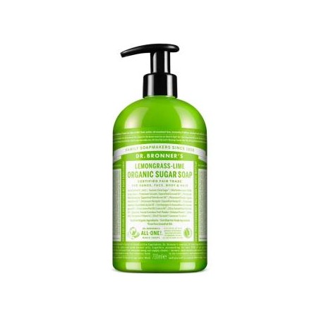 DR. BRONNER´S JABON DE AZUCAR lemongrass-lima 710ml.
